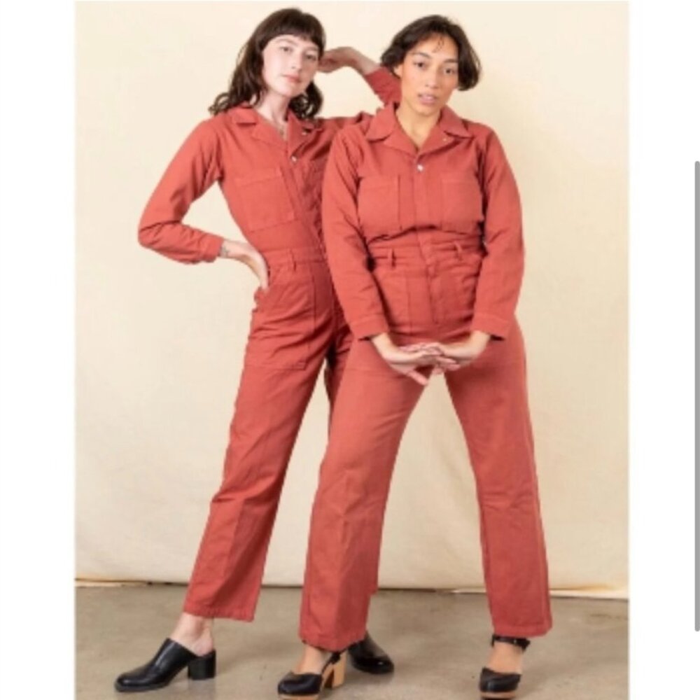 XS Big Bud Press Long Sleeve Jumpsuit in Clay Red